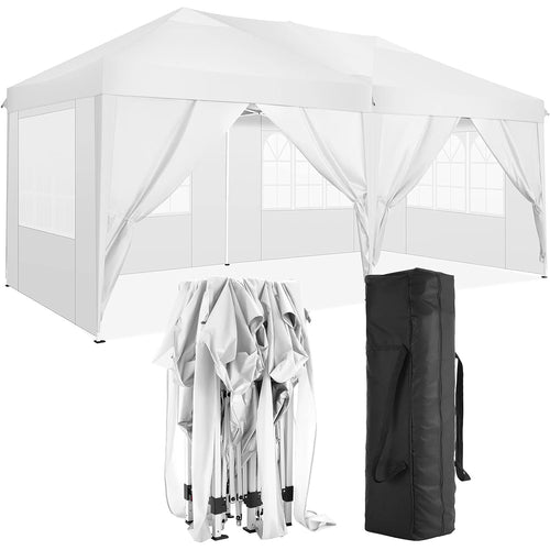 10' × 20' Pop-Up Canopy with 6 Removable Sidewalls – White