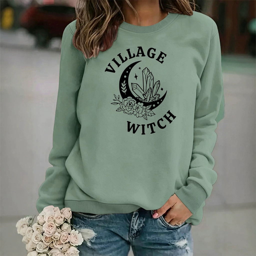 Women's Casual Printed Lantern-Sleeve Sweatshirt