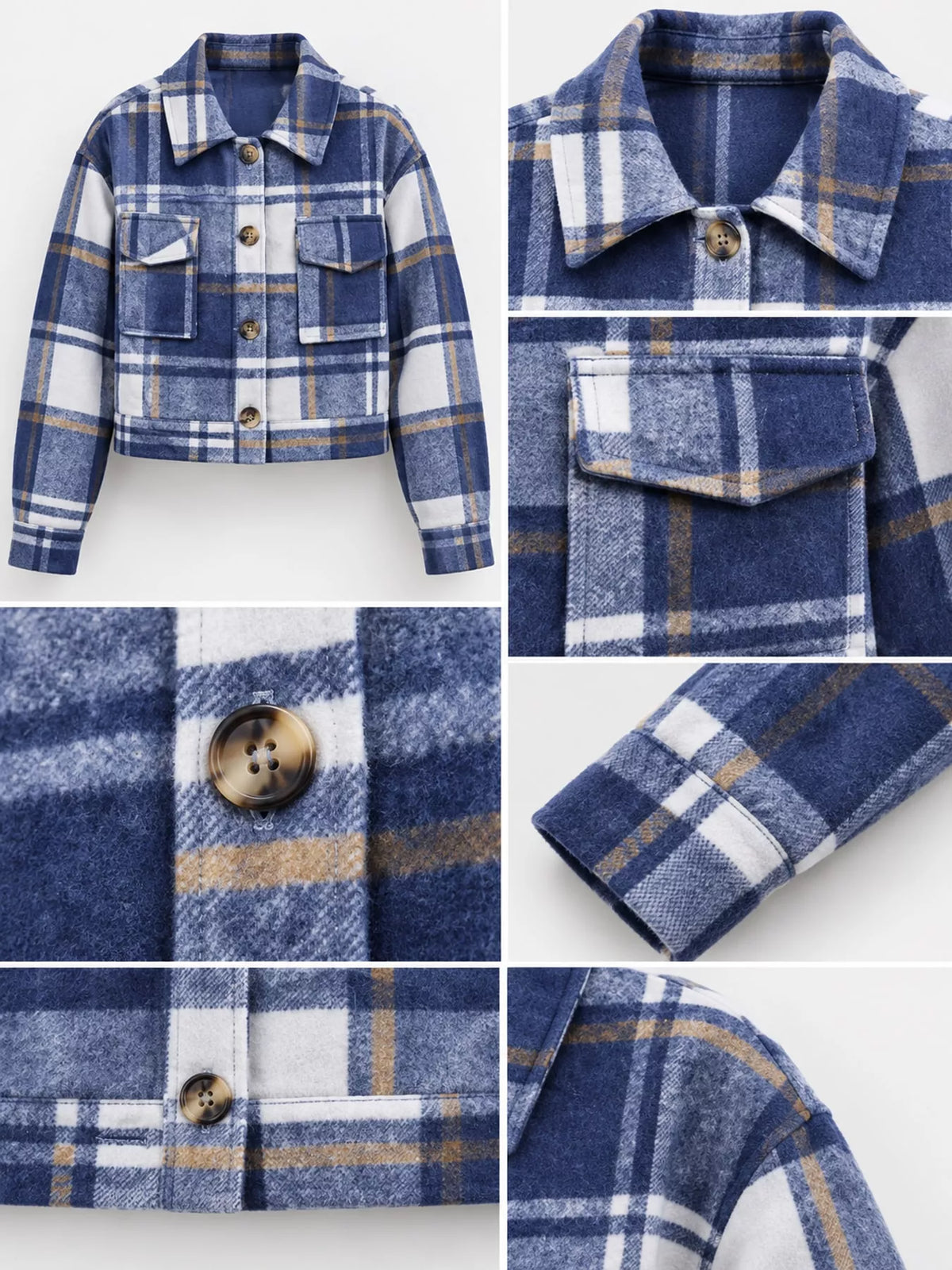 Plaid button-front cropped jacket, view 42