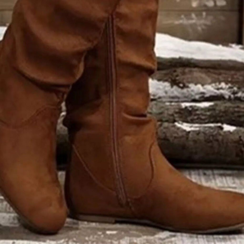 Flat slouchy boots with zipper, view 4