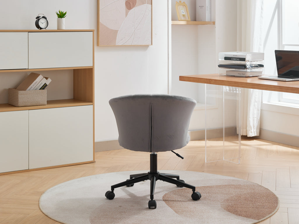 Gray & Black Velvet Swivel Office Chair