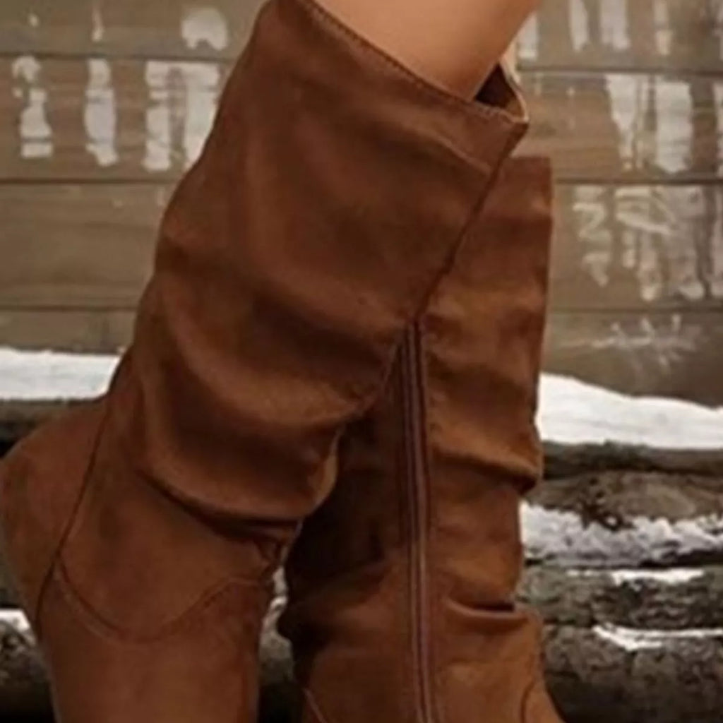 Flat slouchy boots with zipper, view 3