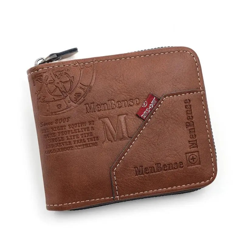 Men's PU Zipper Coin & Card Wallet