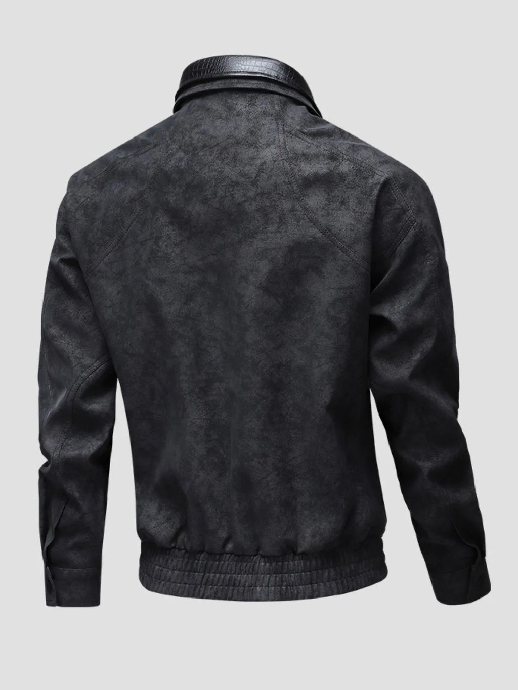 Men's plus size faux leather full-zip bomber jacket, view 2