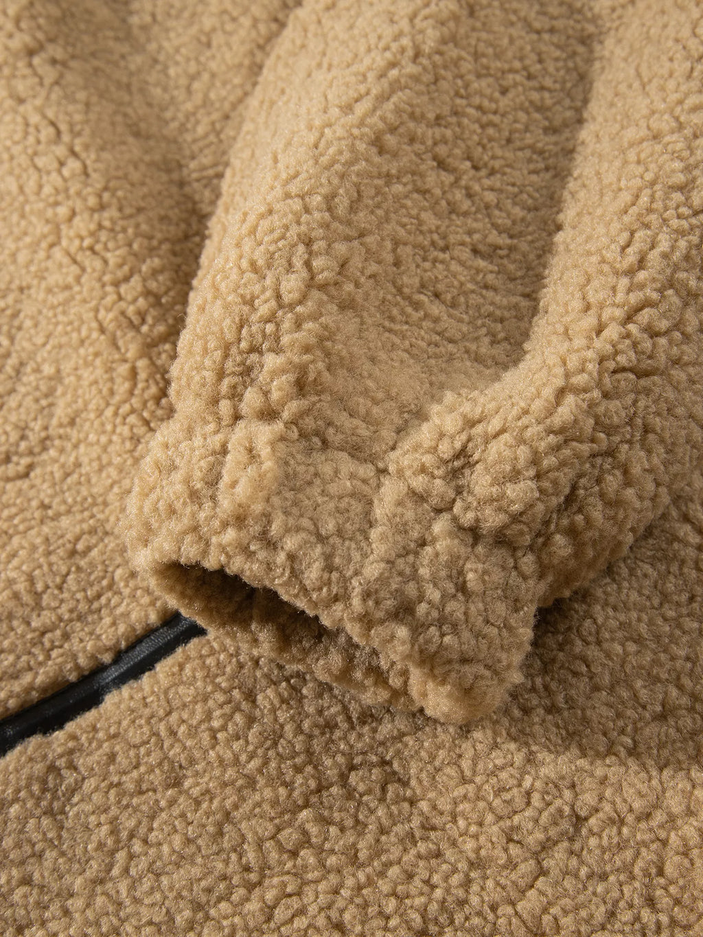 Camel fleece zip-up jacket with collar and dropped shoulders, view 9