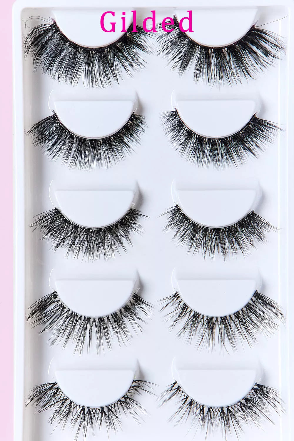 Trendsi SO PINK BEAUTY faux mink eyelashes variety pack with 5 pairs, showcasing different lash styles in a sleek packaging.