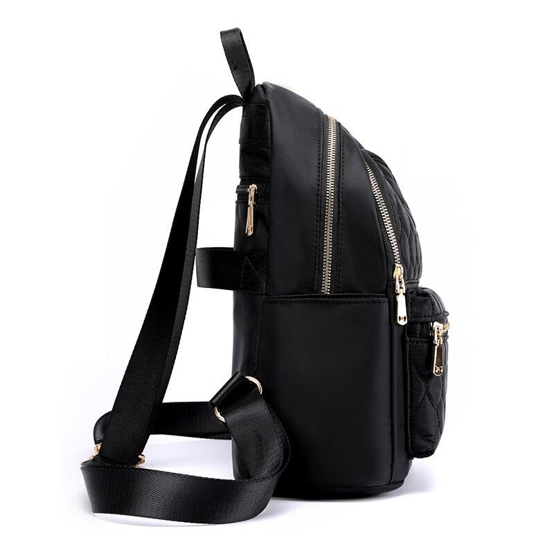 Women's Diamond-Quilted Nylon Travel Backpack
