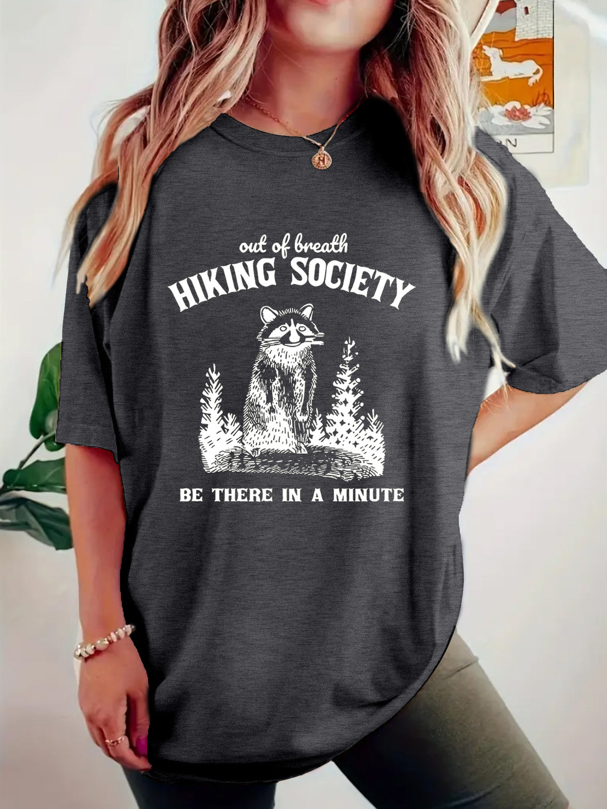 Short sleeved t-shirt printed with HIKING pattern