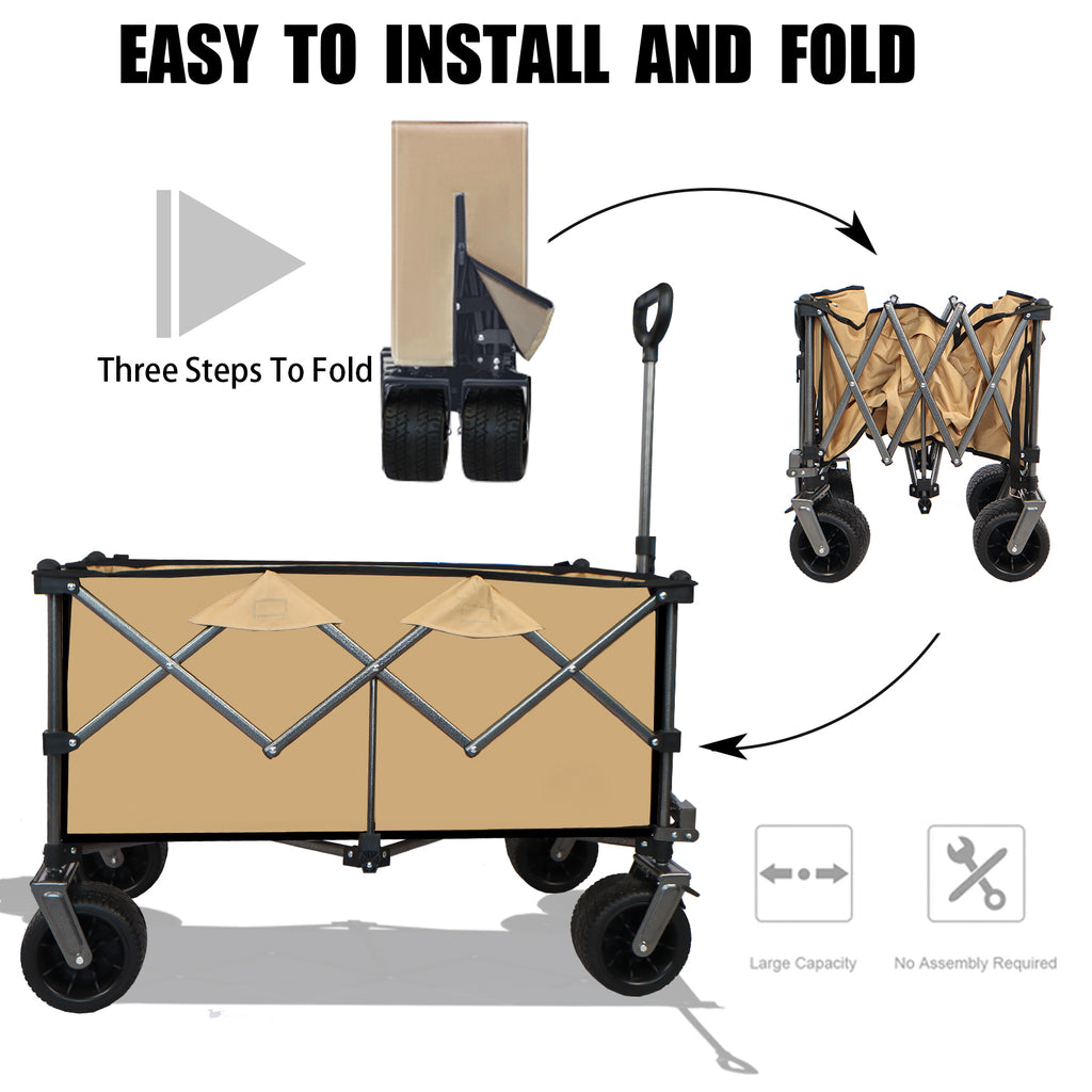 Collapsible Push-Pull Beach Wagon – Grayish Brown