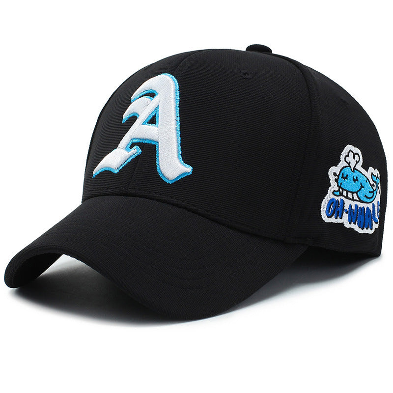 Gothic Letter-A Whale Embroidered Baseball Cap