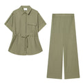 Women's 3/4-Sleeve Shirt & Straight-Leg Pants Set