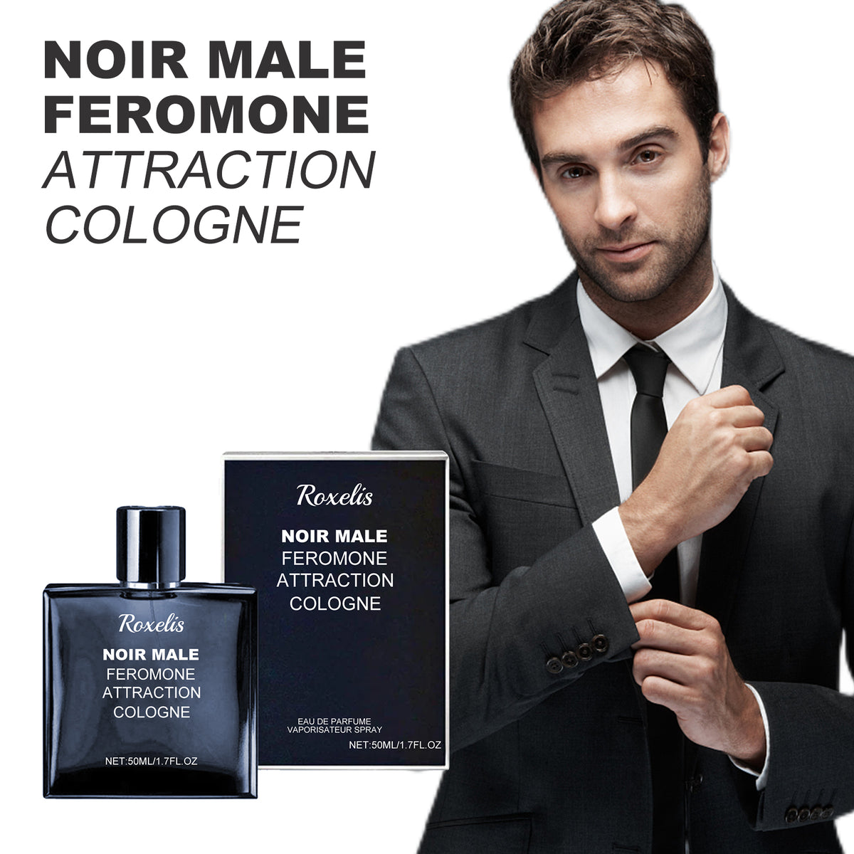 Noir Male Feromone Attraction Cologne, Fragrance Refreshing Mild Not Pungent Lasting Fragrance Release Charm Date Atmosphere Perfume