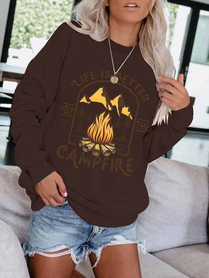 Camping Print Pullover Hoodie