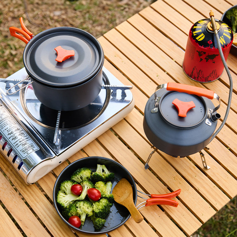 1-3 Person Camping Cookware Set: Light, Portable Pot & Pan in Carrying Bag, Ideal for Outdoor Trips