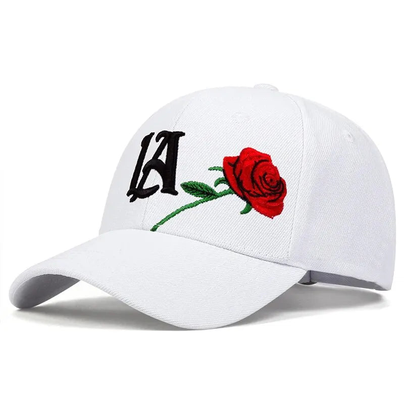 Unisex LA Rose Embroidered Baseball Cap