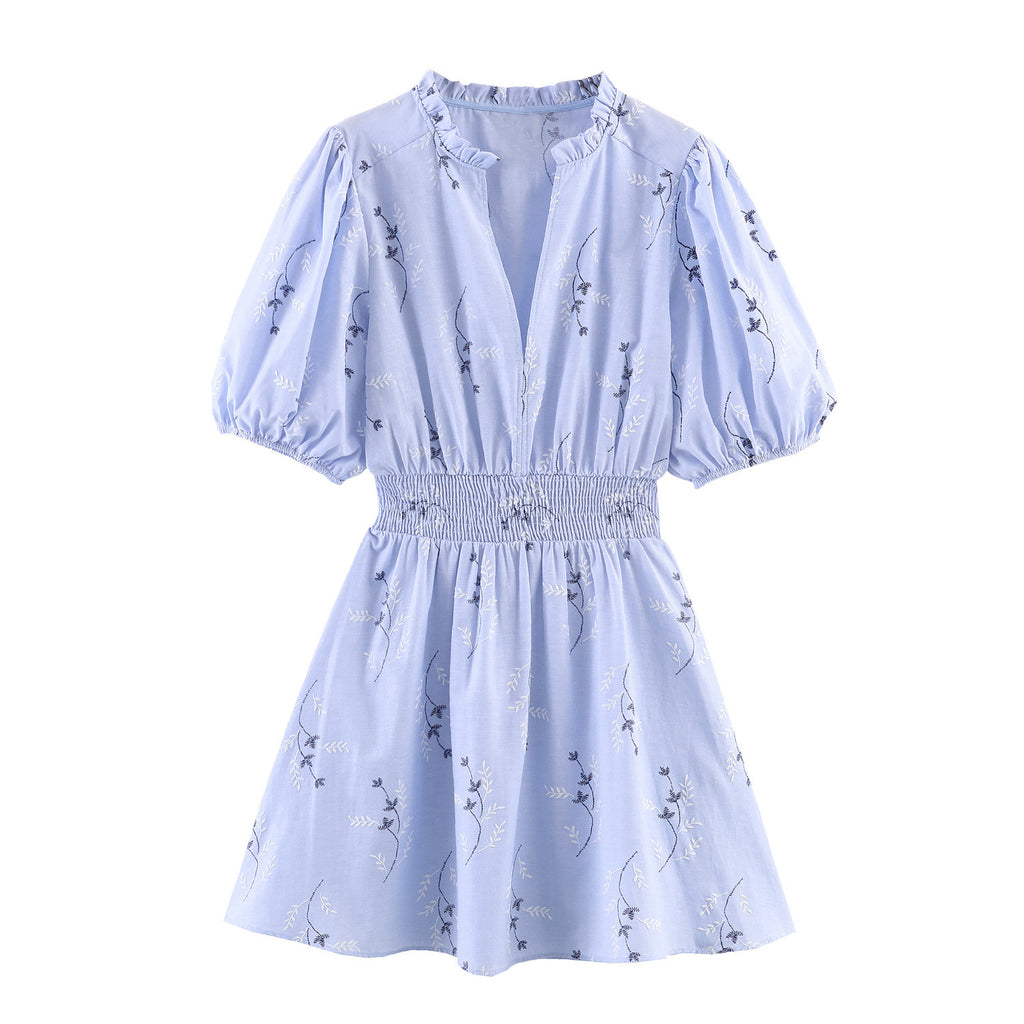 Women's Ruffle-Collar Printed Vacation Dress