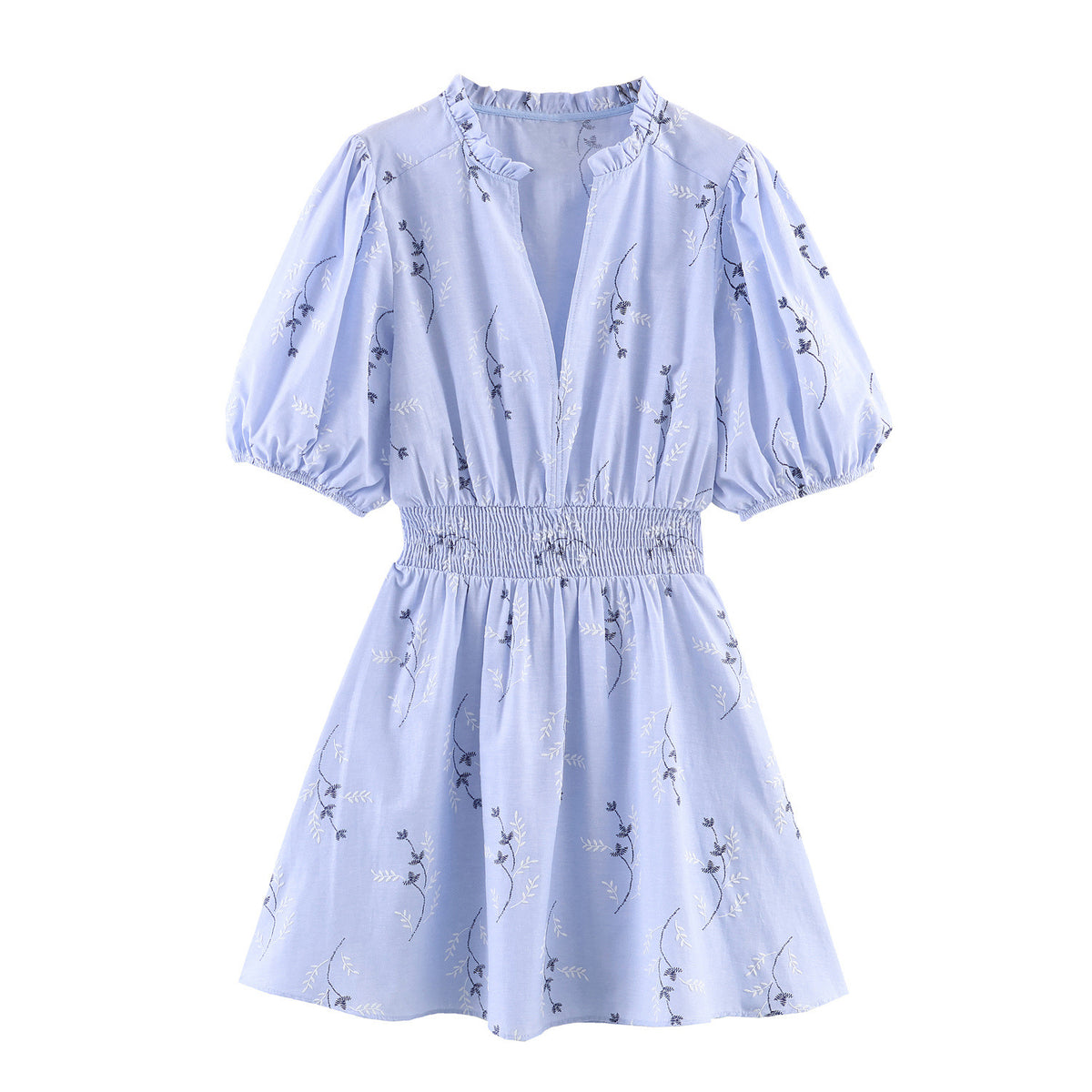 Holiday style embroidered printed dress