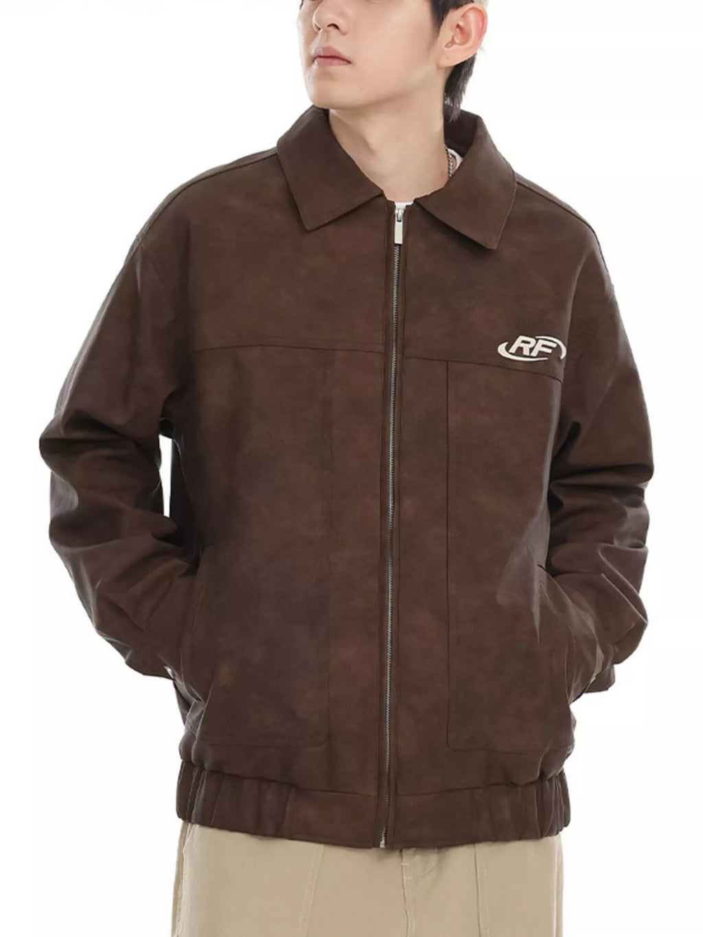 Men's plus size washed zip-up jacket, view 7