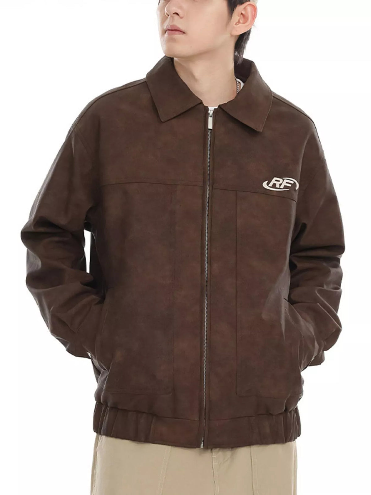 Men's plus size washed zip-up jacket, view 7