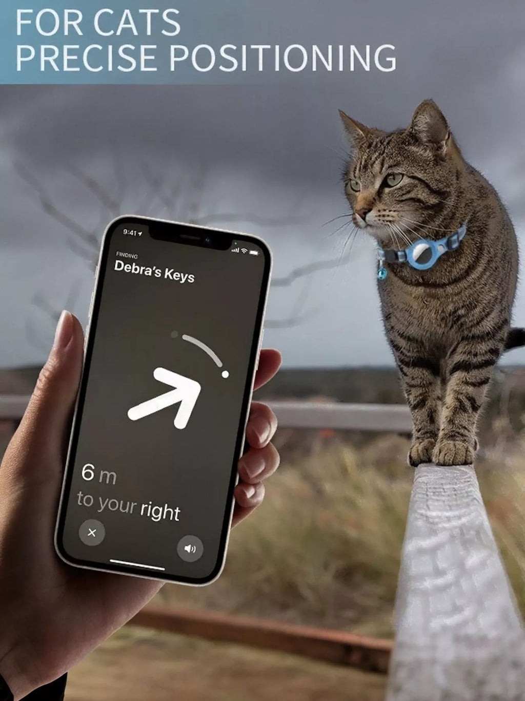 Reflective Pet Collar with Airtag holder and bell from Trendsi, designed for all devices to prevent pet loss and enhance visibility.