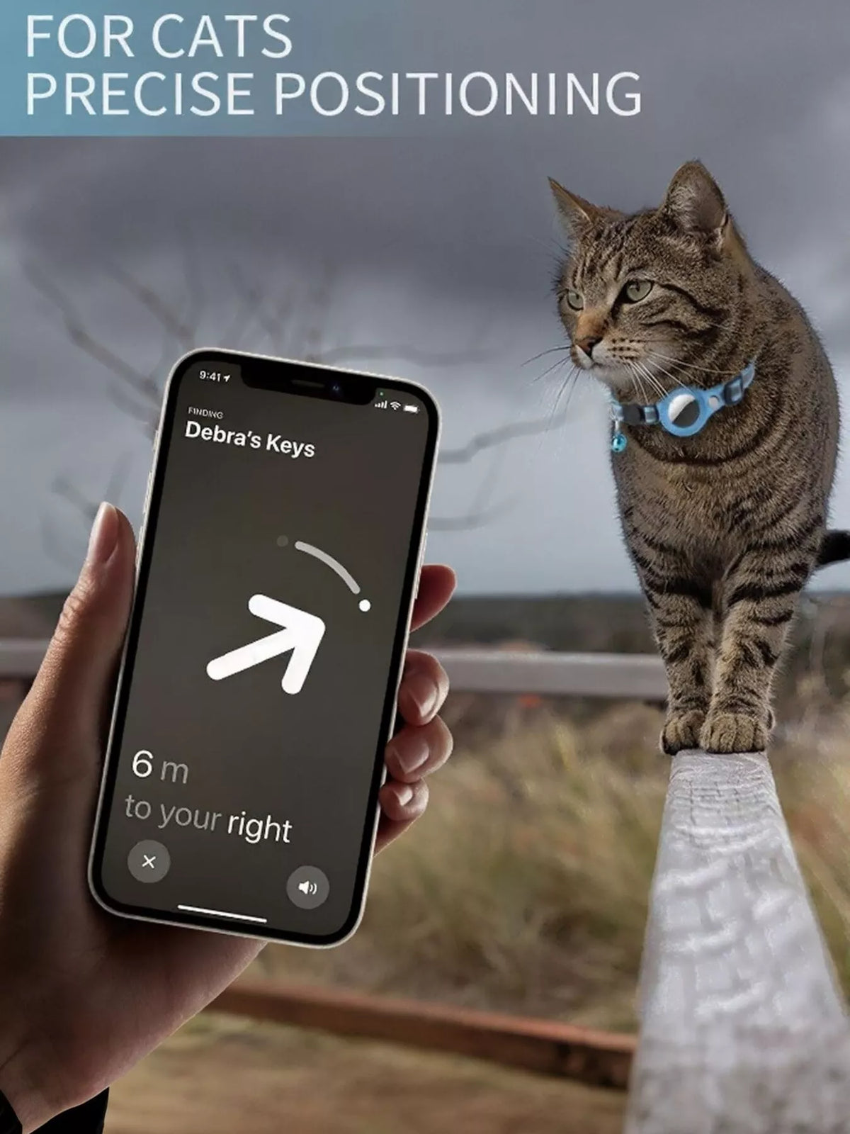 Reflective Pet Collar with Airtag holder and bell from Trendsi, designed for all devices to prevent pet loss and enhance visibility.