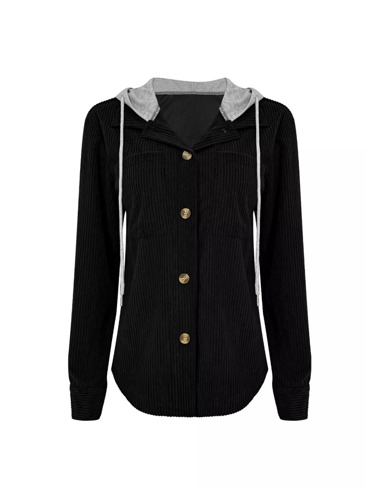 Hooded corduroy button-down jacket, view 10