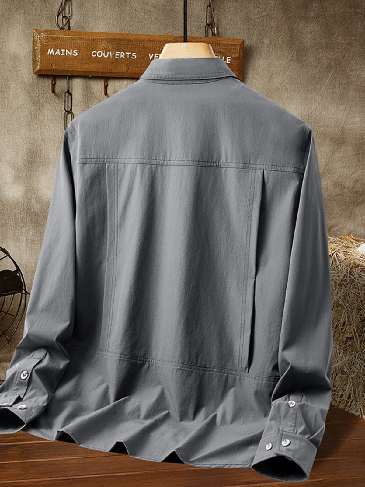Men's plus size lightweight button-down shacket, view 2