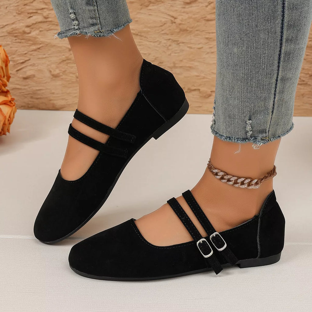 Trendsi round toe slip-on shoes in neutral color, featuring a sleek design and comfortable fit for casual wear.
