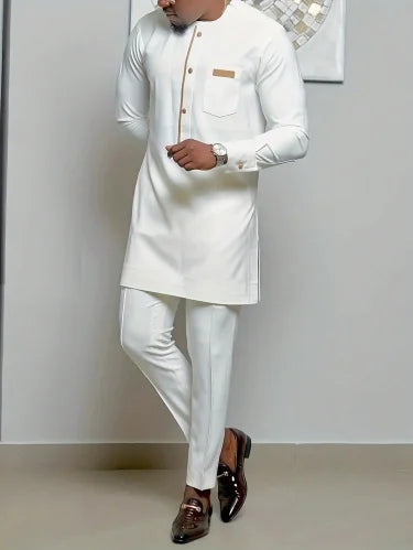 Men's Printed Dashiki Two-Piece Set
