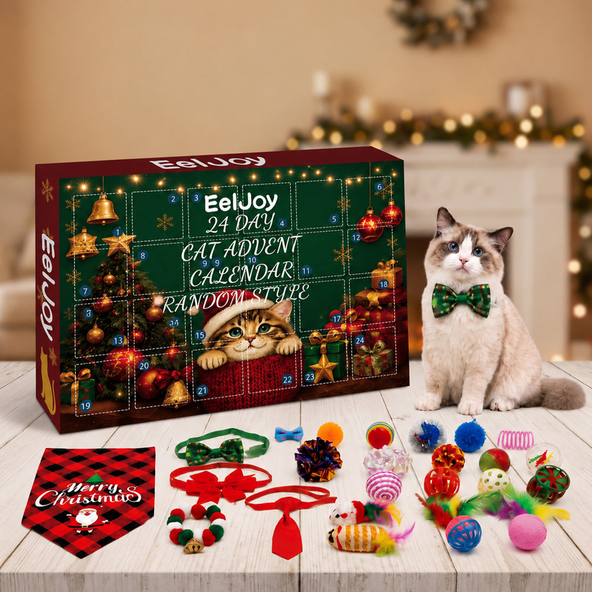 24-day Christmas advent calendar of cat toys