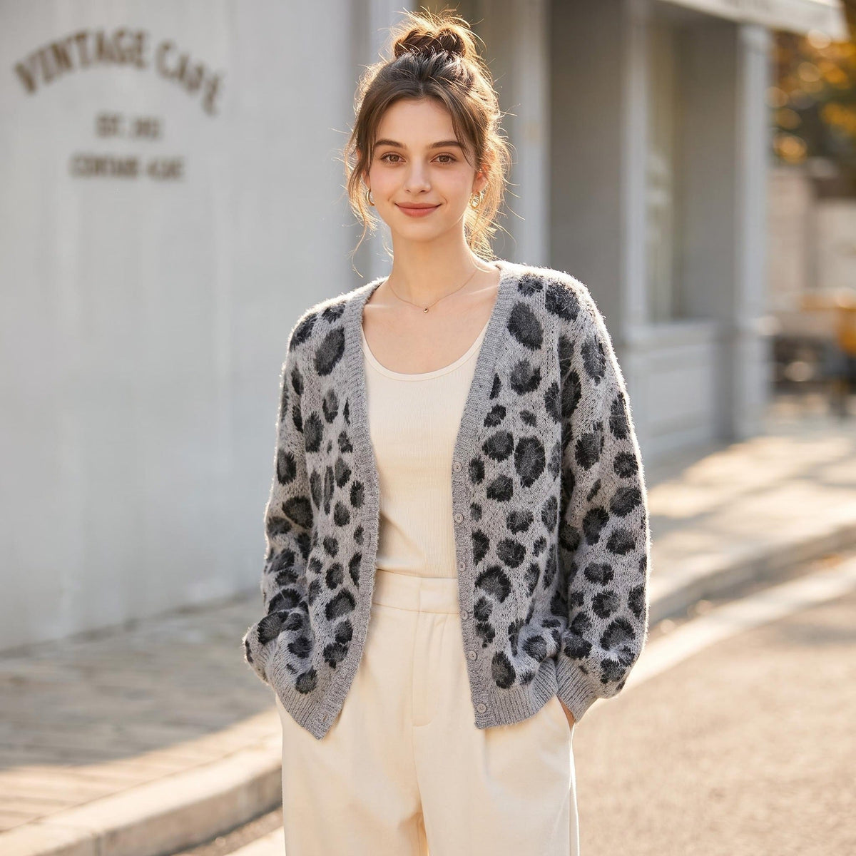 Leopard print V-neck sweater eprolo