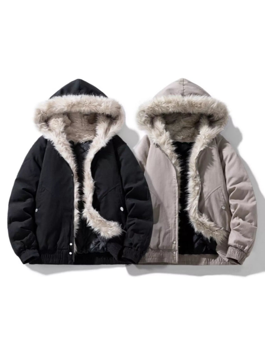 Men's plus size thick hooded zip-up winter coat, view 5