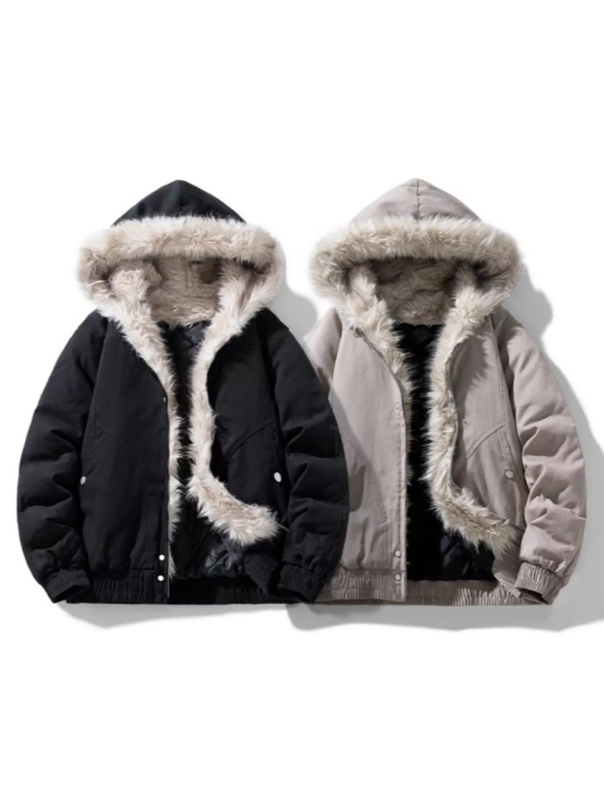 Men's plus size thick hooded zip-up winter coat, view 5