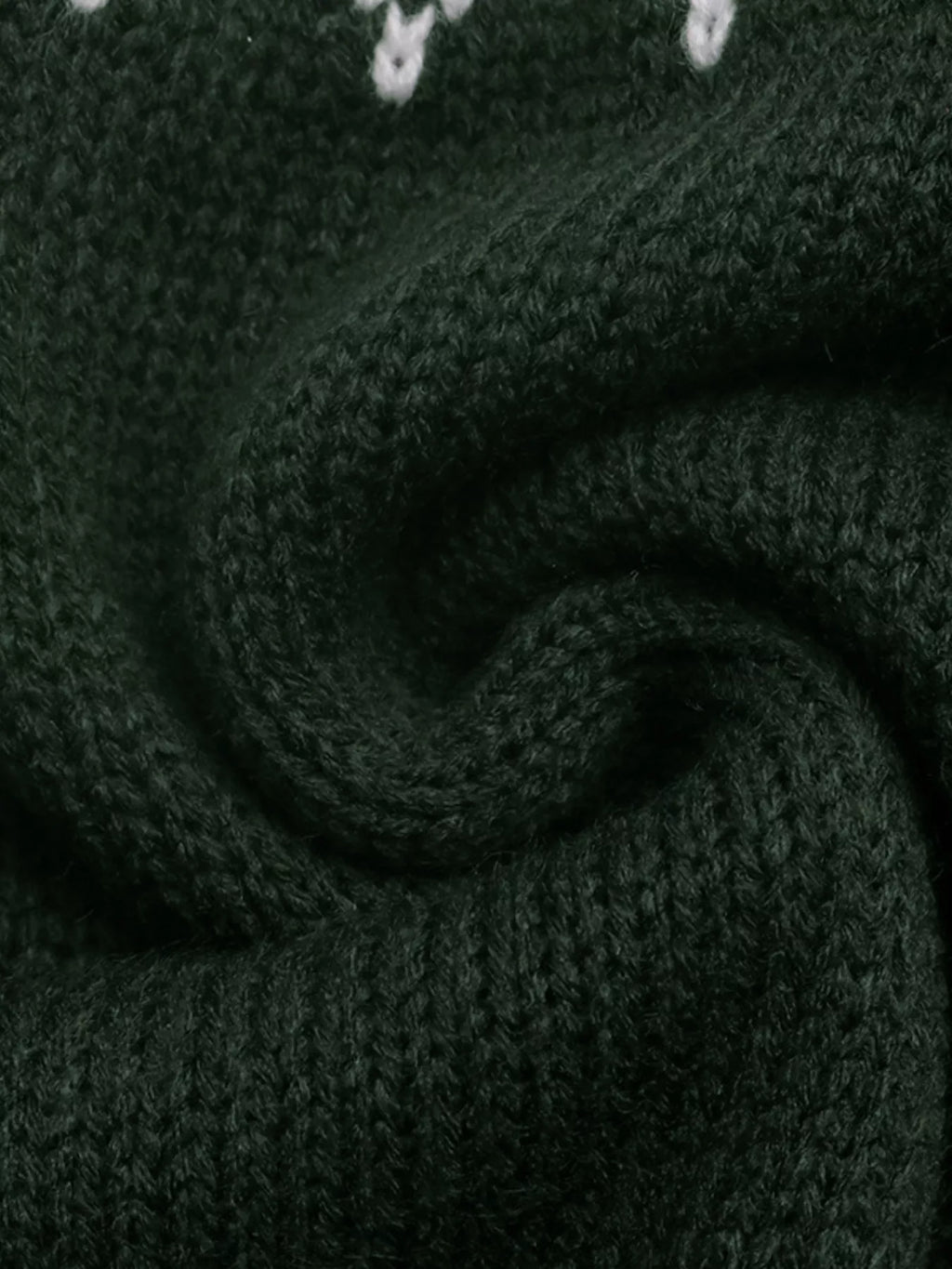 Dark green Christmas tree pattern round neck sweater, view 11