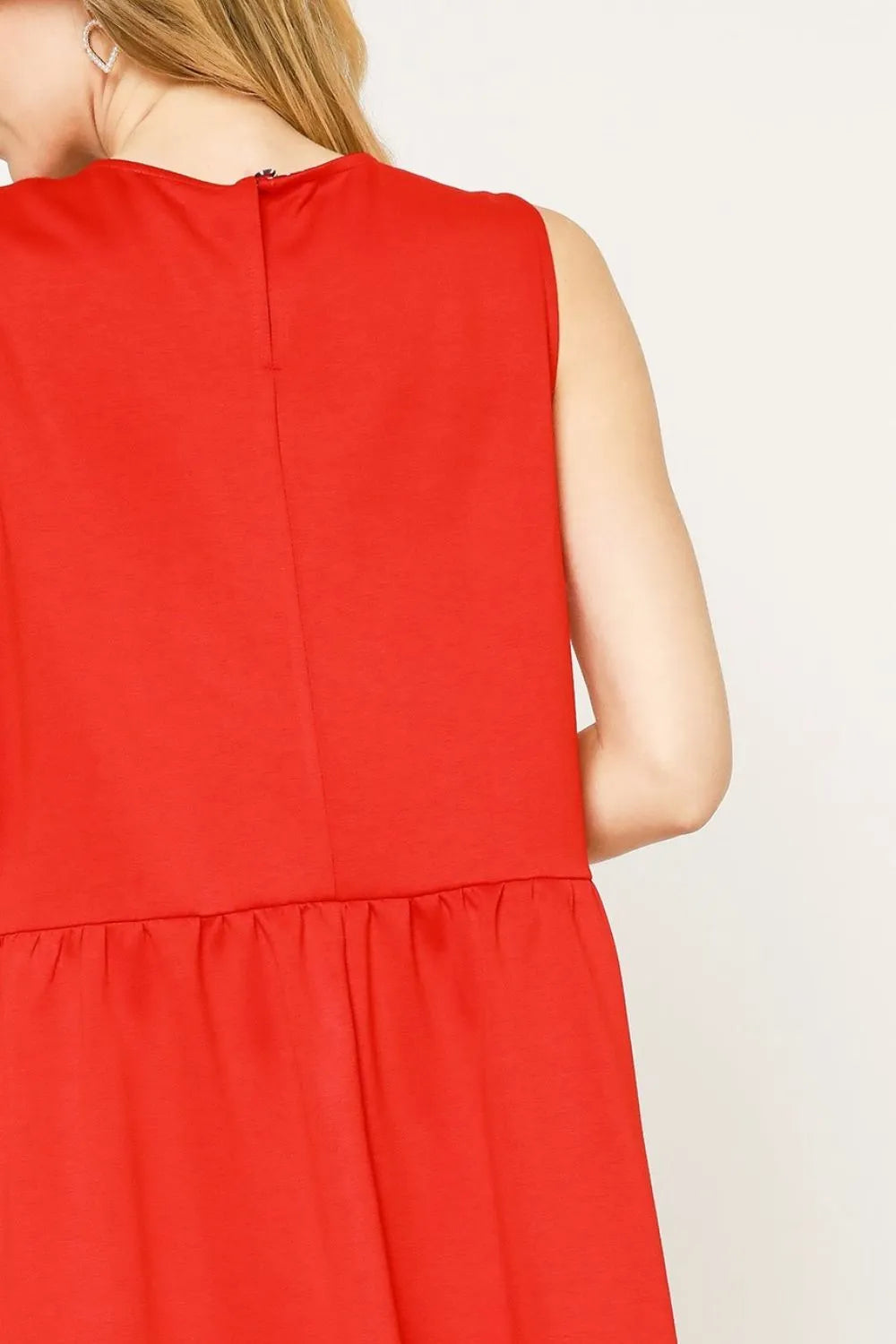 Blue Umgee sleeveless tank dress with round neck and pockets, casual summer dress from Trendsi.
