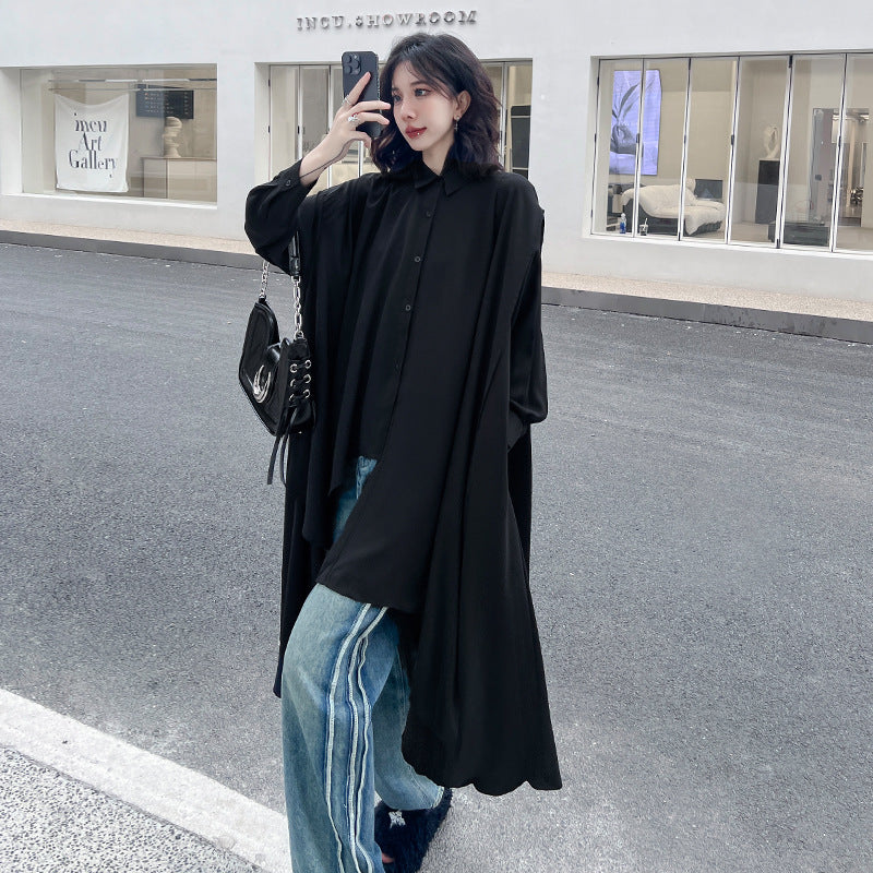 Dark wind bucket canopy shaped shirt skirt women's loose irregular top