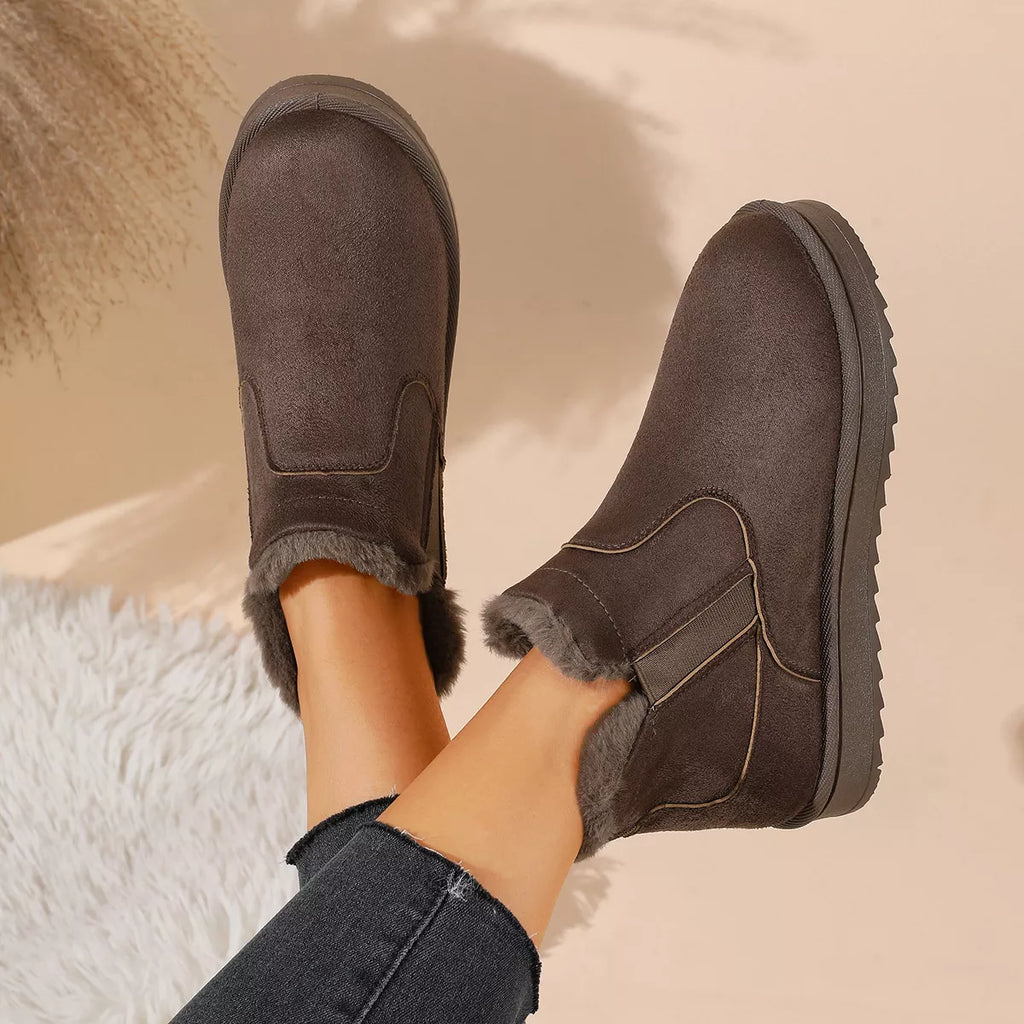 Plush lined flat winter ankle boots, view 17
