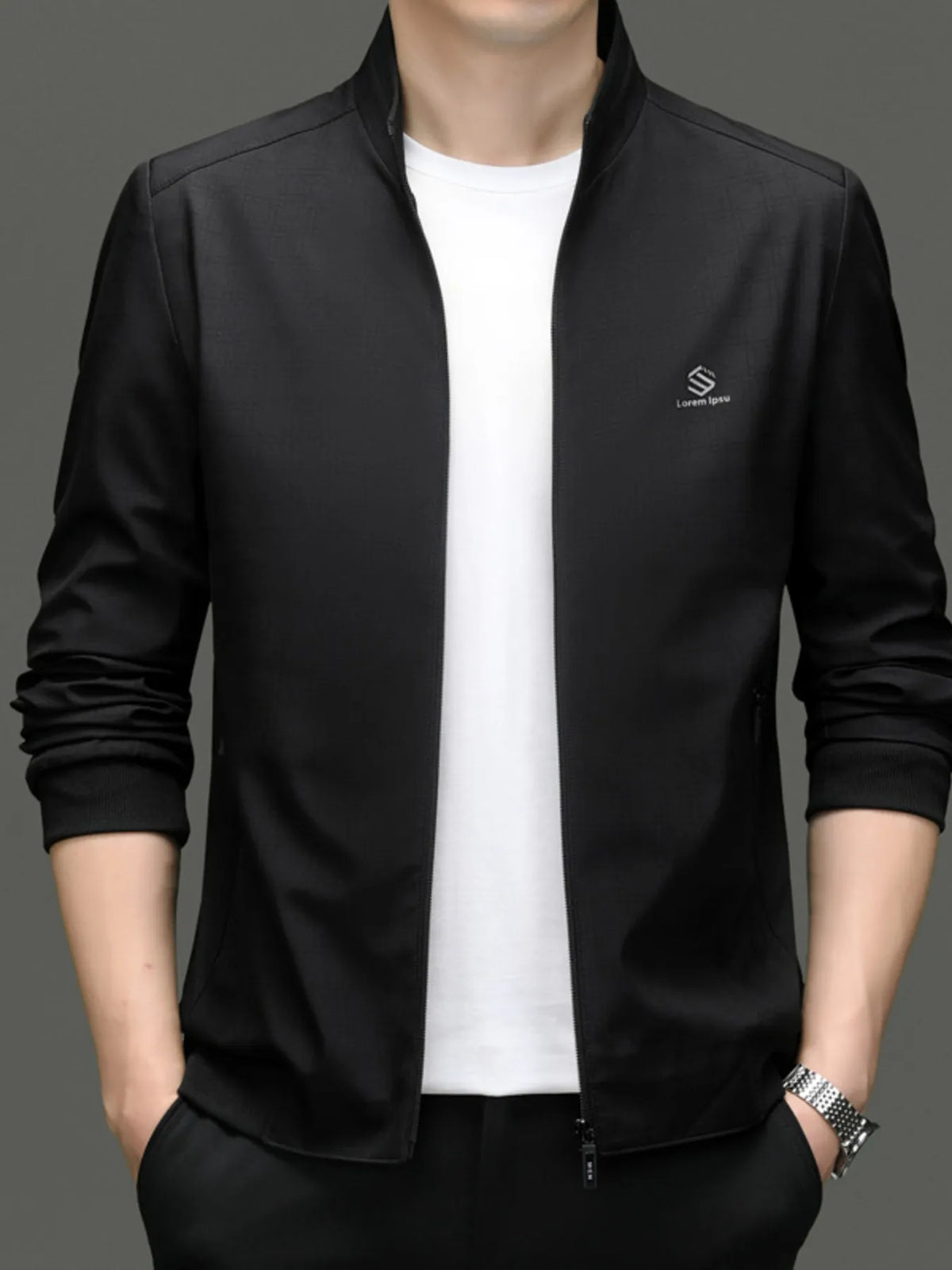 Men's plus size slim fit zip-up jacket