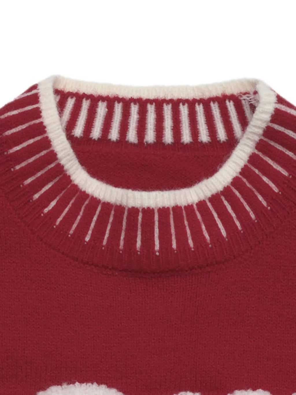 Red crew neck Christmas sweater with Merry lettering, view 8