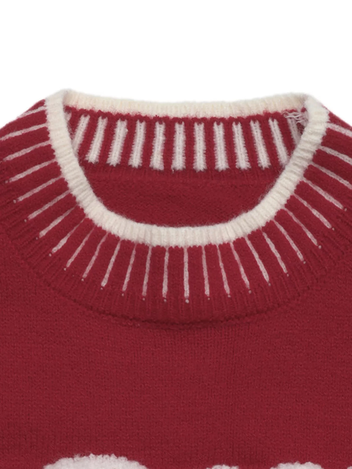 Red crew neck Christmas sweater with Merry lettering, view 8