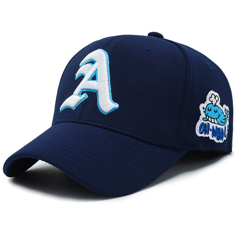Gothic Letter-A Whale Embroidered Baseball Cap