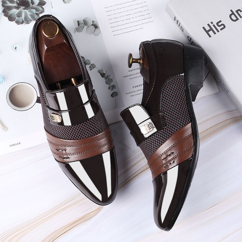 Men's Pointed-Toe PU Business Dress Shoes – Black or Brown