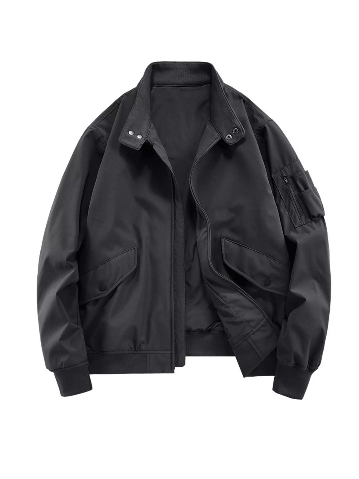 Men's plus size lightweight zip-up jacket with pockets, view 3