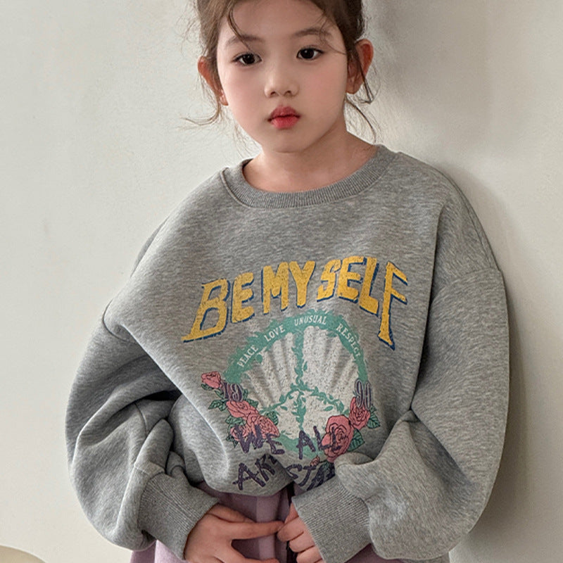 Kids' Unisex Cotton Fleece-Lined Hoodie – Light Gray
