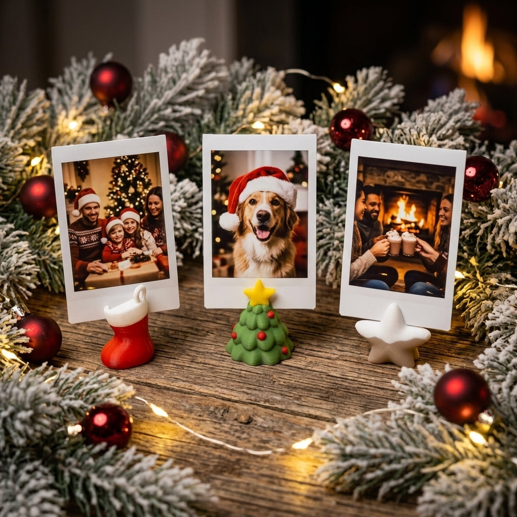 3D-printed Christmas photo and card holders