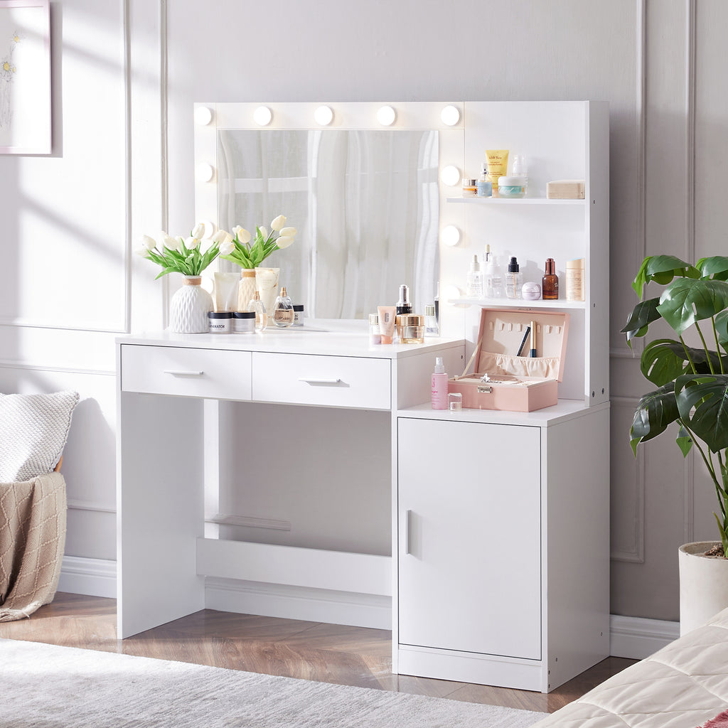 47-inch White Makeup Vanity Desk