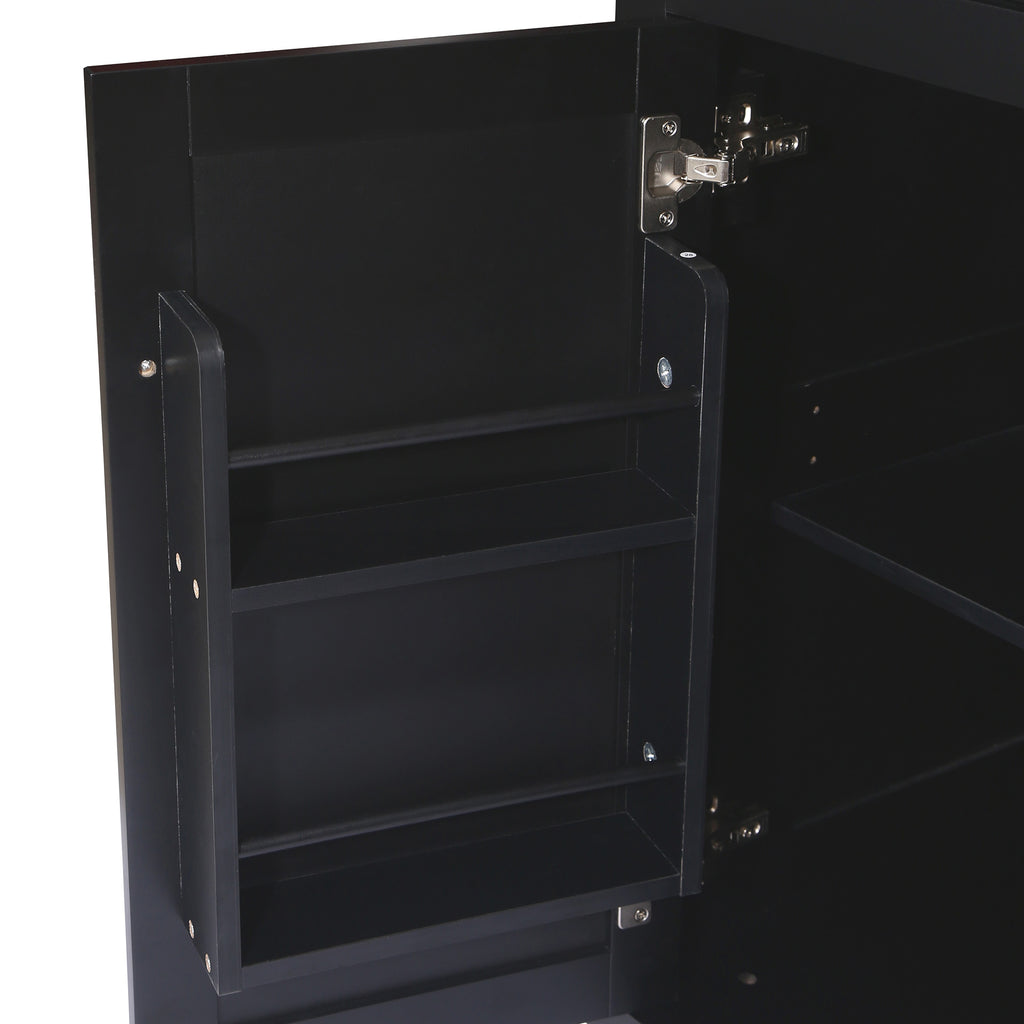 Black Rolling Kitchen Island with Drop-Leaf Top & Storage