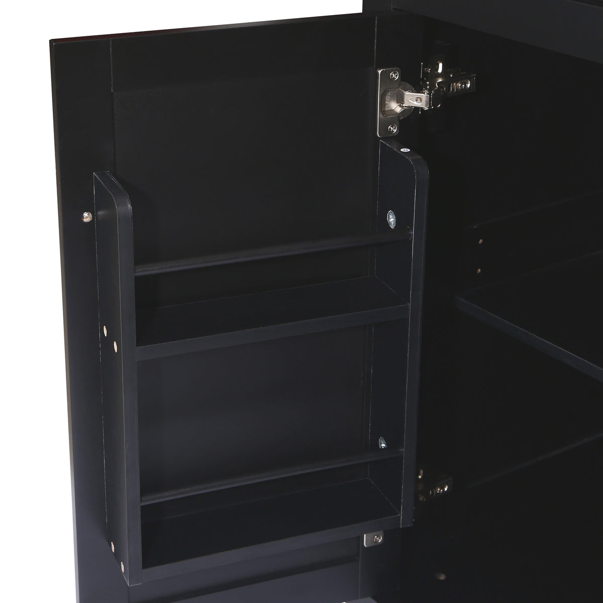 Black Rolling Kitchen Island with Drop-Leaf Top & Storage