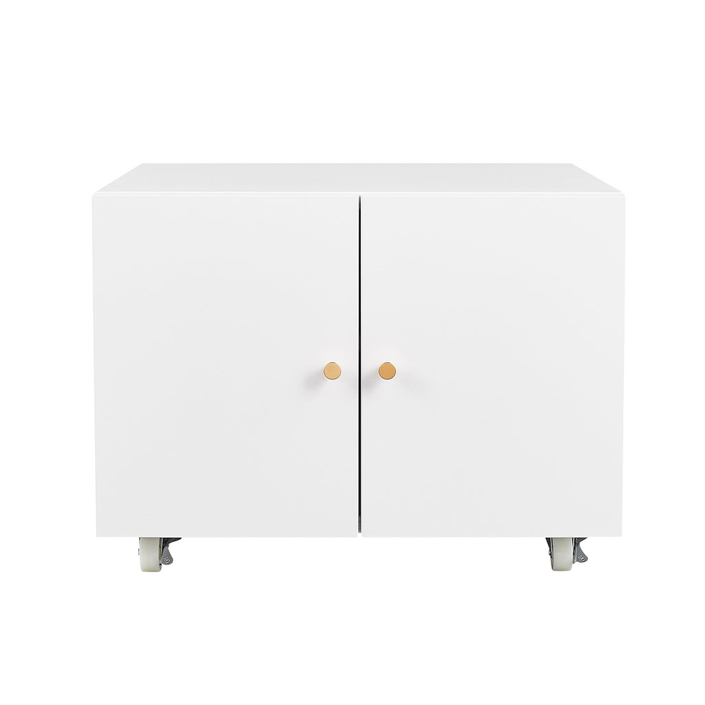 White Mobile Steel Copier Stand Cabinet
