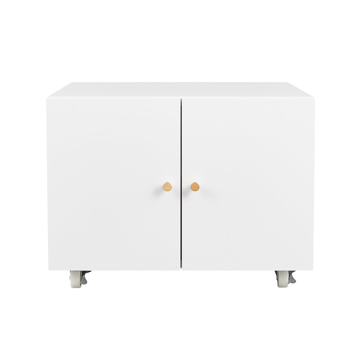 White Mobile Steel Copier Stand Cabinet